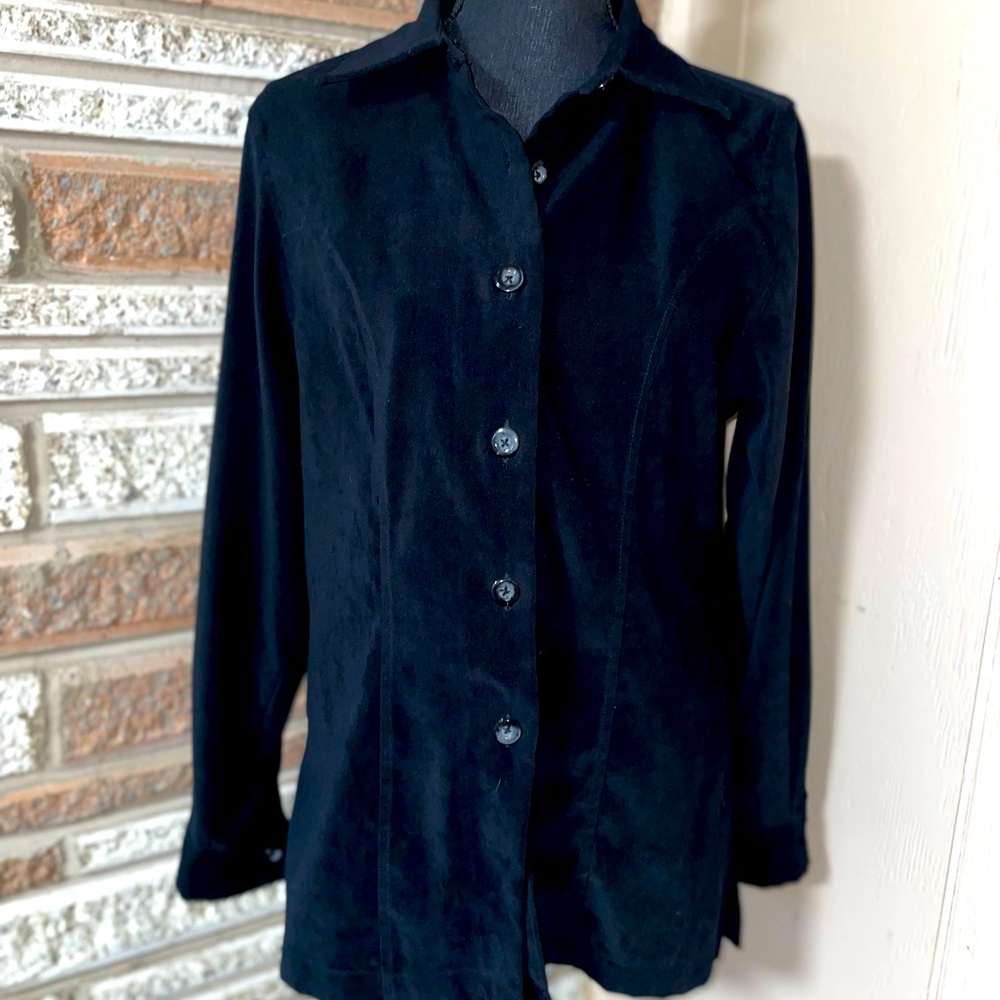 Black suede button up size medium